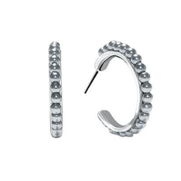 NEW! Pearly Grey Hoop Earrings - Picture 5 of 5